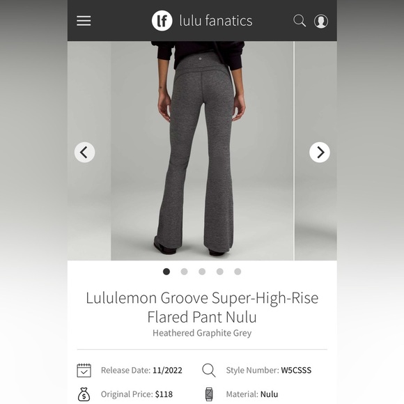 Lululemon Heathered Grey Super-High-Rise Flared Pant Nulu Women’s Size 10 - Picture 2 of 7